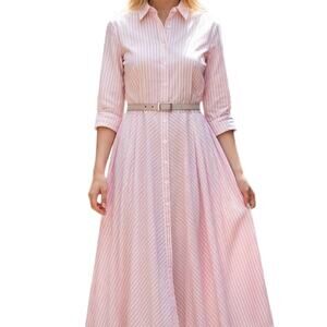 Isaac Mizrahi Blush Striped Midi Dress